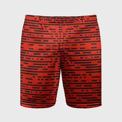 Шорты спортивные мужские Чёрные полосы на красном фоне, цвет: 3D-принт