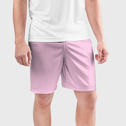 Шорты спортивные мужские Светлый розовый в белую полоску, цвет: 3D-принт — фото 2