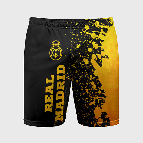 Мужские спортивные шорты Real Madrid - gold gradient по-вертикали / 3D-принт – фото 1