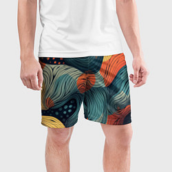 Шорты спортивные мужские Волны линиями, цвет: 3D-принт — фото 2