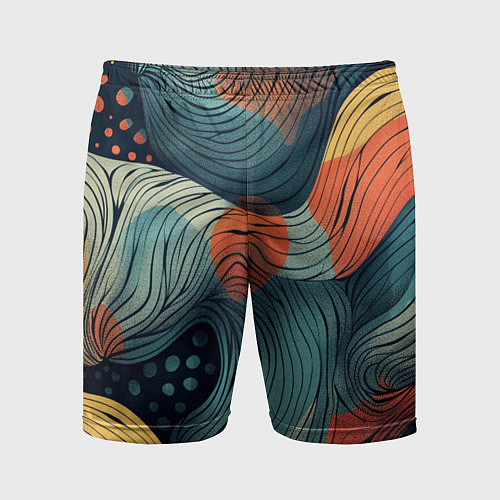 Мужские спортивные шорты Волны линиями / 3D-принт – фото 1