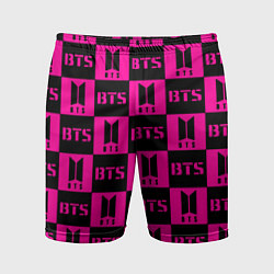 Шорты спортивные мужские BTS pattern pink logo, цвет: 3D-принт