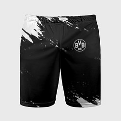 Шорты спортивные мужские Borussia краски чёрно белый, цвет: 3D-принт