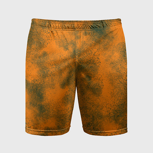 Мужские спортивные шорты Оранжевый в зеленых пятнах / 3D-принт – фото 1