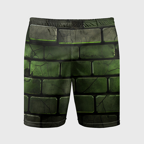 Мужские спортивные шорты Зеленые неоновые кирпичи / 3D-принт – фото 1