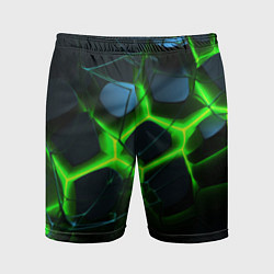 Мужские спортивные шорты Зеленый неон и разлом плит
