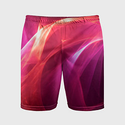Шорты спортивные мужские Красно-розовый энергетический хаос волн, цвет: 3D-принт