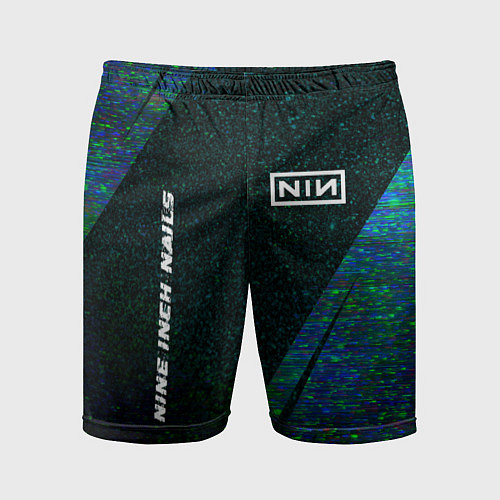 Мужские спортивные шорты Nine Inch Nails glitch blue / 3D-принт – фото 1