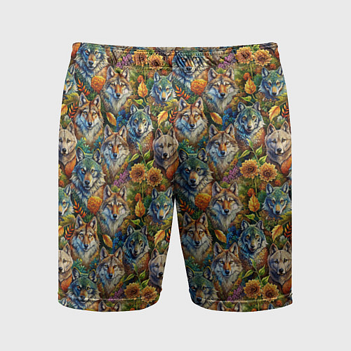 Мужские спортивные шорты Волки паттерн / 3D-принт – фото 1