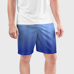 Шорты спортивные мужские Сине-голубой волнистая текстура, цвет: 3D-принт — фото 2