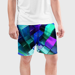 Шорты спортивные мужские Неоновые кубы текстура, цвет: 3D-принт — фото 2