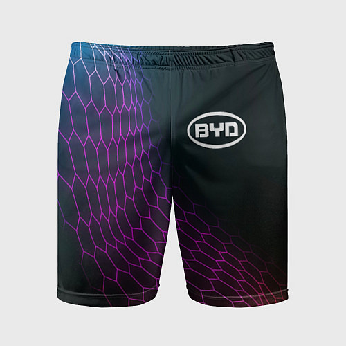 Мужские спортивные шорты BYD neon hexagon / 3D-принт – фото 1