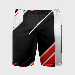 Мужские спортивные шорты Бело-красные полосы на чёрном фоне