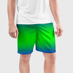 Шорты спортивные мужские Зелёный градиент текстура, цвет: 3D-принт — фото 2