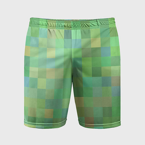 Мужские спортивные шорты Пиксели в зеленом / 3D-принт – фото 1