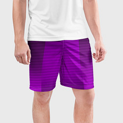 Шорты спортивные мужские Фиолетовый градиентный полосатый комбинированный у, цвет: 3D-принт — фото 2