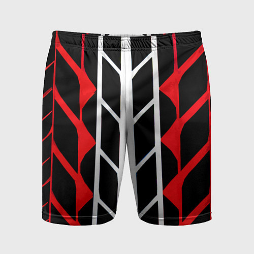 Мужские спортивные шорты White and red lines on a black background / 3D-принт – фото 1