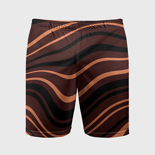 Мужские спортивные шорты Красно-коричневый изогнутые линии / 3D-принт – фото 1