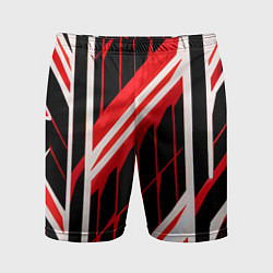 Мужские спортивные шорты Red and white lines on a black background
