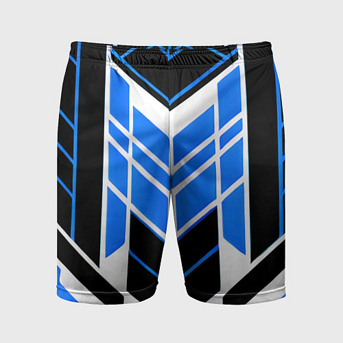 Мужские спортивные шорты Blue and black stripes on a white background / 3D-принт – фото 1