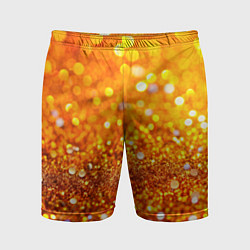 Шорты спортивные мужские Оранжевые и желтые блестяшки боке, цвет: 3D-принт