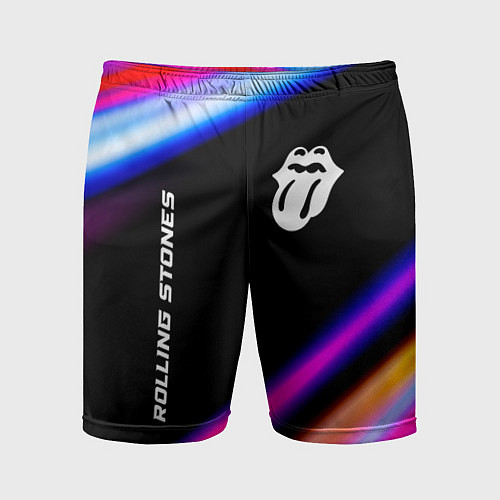 Мужские спортивные шорты Rolling Stones neon rock lights / 3D-принт – фото 1