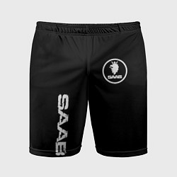 Шорты спортивные мужские SAAB logo white, цвет: 3D-принт
