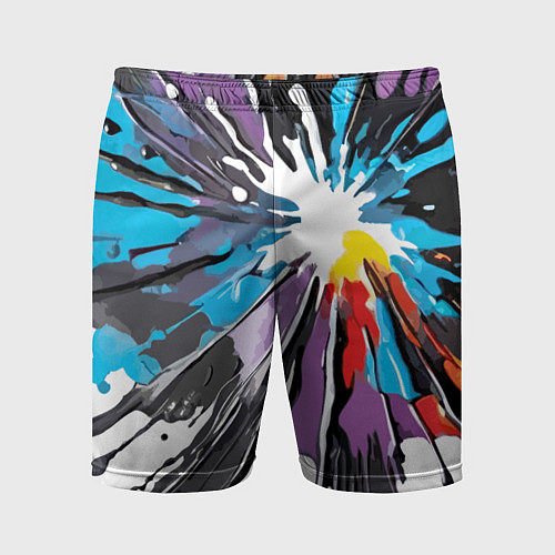 Мужские спортивные шорты Кляксы краски - абстракция / 3D-принт – фото 1