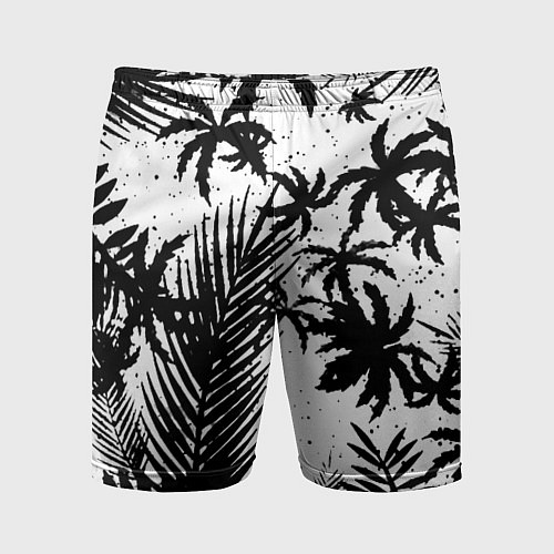 Мужские спортивные шорты Чёрно белые пальмы / 3D-принт – фото 1