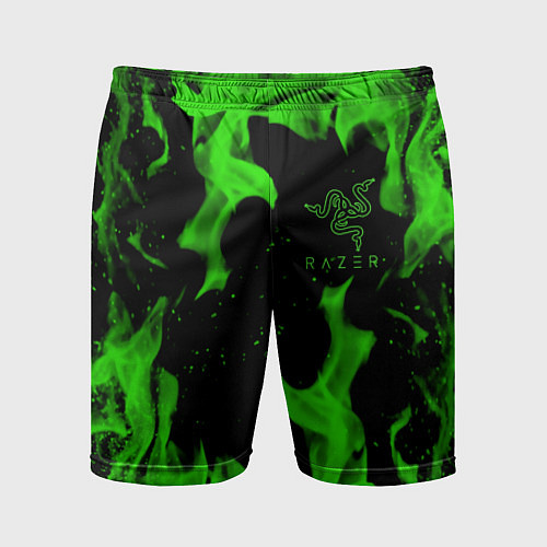 Мужские спортивные шорты Razer зелёный огонь / 3D-принт – фото 1