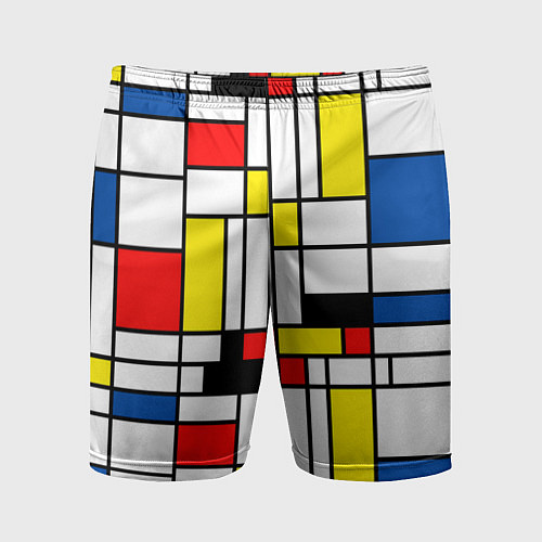 Мужские спортивные шорты Геометрия цветных прямоугольников Пит Мондриан / 3D-принт – фото 1