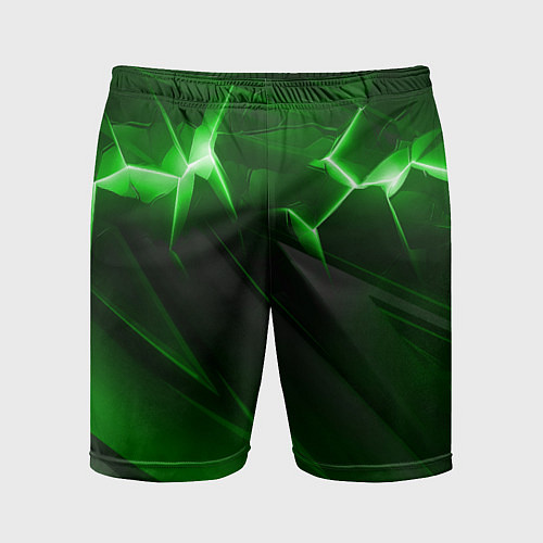 Мужские спортивные шорты Яркая зеленая объемная абстракция / 3D-принт – фото 1