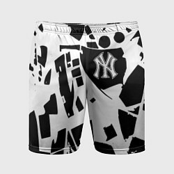 Шорты спортивные мужские New York yankees - abstraction, цвет: 3D-принт