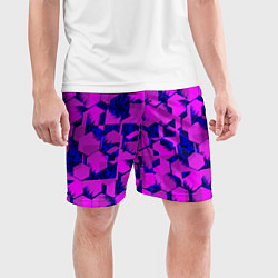 Шорты спортивные мужские Абстракция темно фиолетовый геометрический фон, цвет: 3D-принт — фото 2
