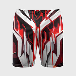 Шорты спортивные мужские Хаотичная красно-белая абстракция на чёрном фоне, цвет: 3D-принт