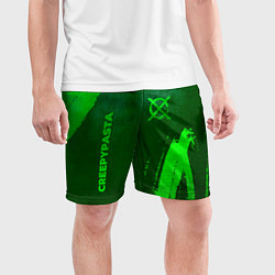 Шорты спортивные мужские CreepyPasta - green gradient вертикально, цвет: 3D-принт — фото 2