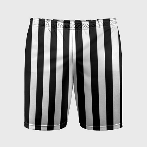 Мужские спортивные шорты Вертикальные черно белые полосы / 3D-принт – фото 1