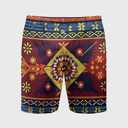 Мужские спортивные шорты Стиль советского ковра узоры и орнамент / 3D-принт – фото 1