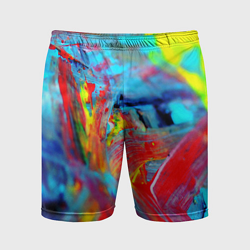 Мужские спортивные шорты Абстрактные краски неон / 3D-принт – фото 1