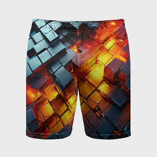 Мужские спортивные шорты Трехмерные кубики с разрушением / 3D-принт – фото 1