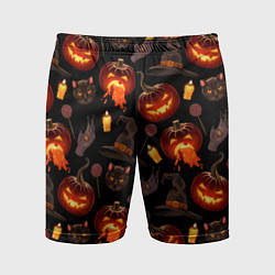 Мужские спортивные шорты Хэллоуин цветной паттерн