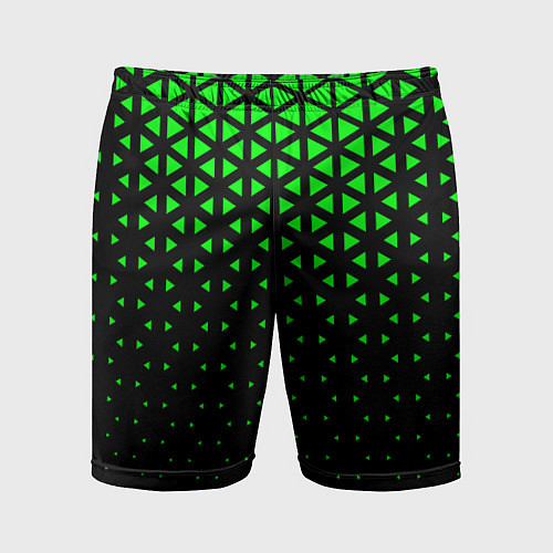 Мужские спортивные шорты Геометрический градиент - чёрно-зелёный / 3D-принт – фото 1
