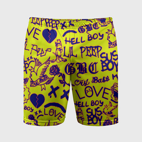 Мужские спортивные шорты Lil peep rap pattern / 3D-принт – фото 1
