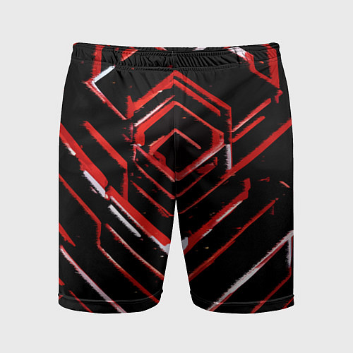 Мужские спортивные шорты Красные смазанные линии на чёрном фоне / 3D-принт – фото 1