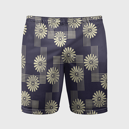 Мужские спортивные шорты Цветочный геометрический узор / 3D-принт – фото 1