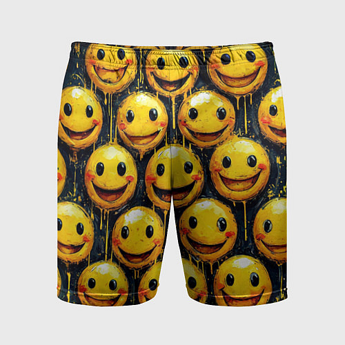 Мужские спортивные шорты Смайлы краской с потеками / 3D-принт – фото 1