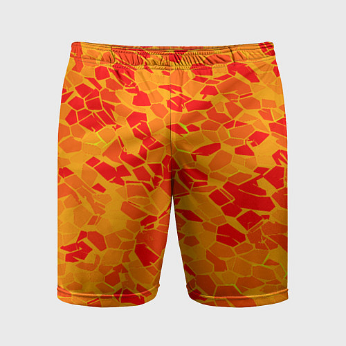 Мужские спортивные шорты Красные плитки на жёлтом фоне / 3D-принт – фото 1