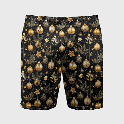 Мужские спортивные шорты Золотые новогодние шары / 3D-принт – фото 1