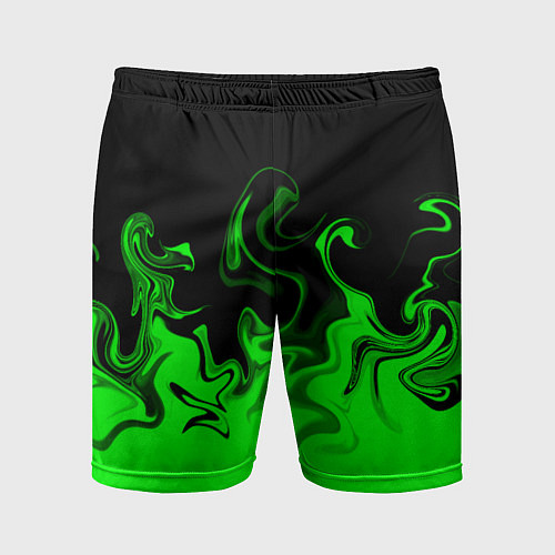 Мужские спортивные шорты Абстрактный зеленый огонь / 3D-принт – фото 1