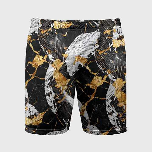 Мужские спортивные шорты Черно-белый змеиный паттерн / 3D-принт – фото 1